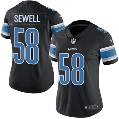 Detroit Lions #58 Penei Sewell Black Women's Stitched NFL Limited Rush Jersey